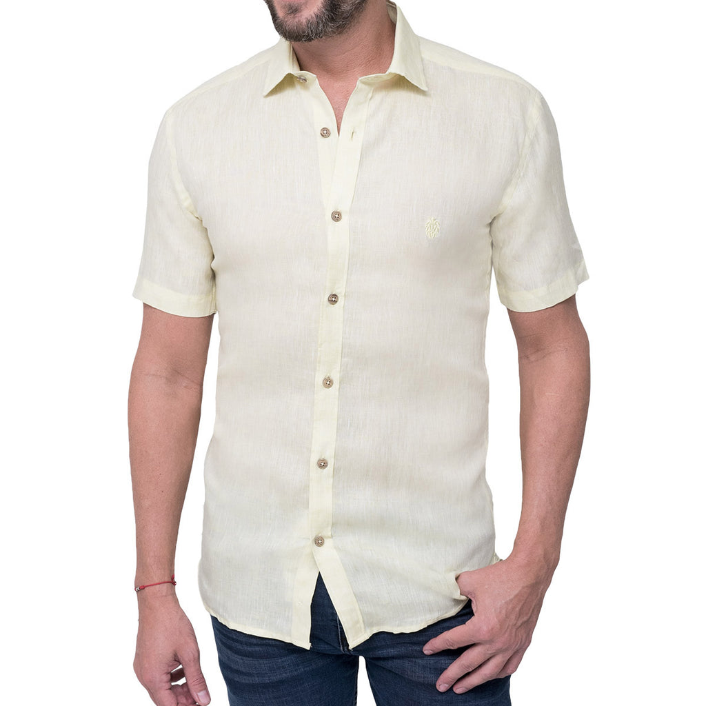 CAMISA LINO GARDA AMARILLO CLARO