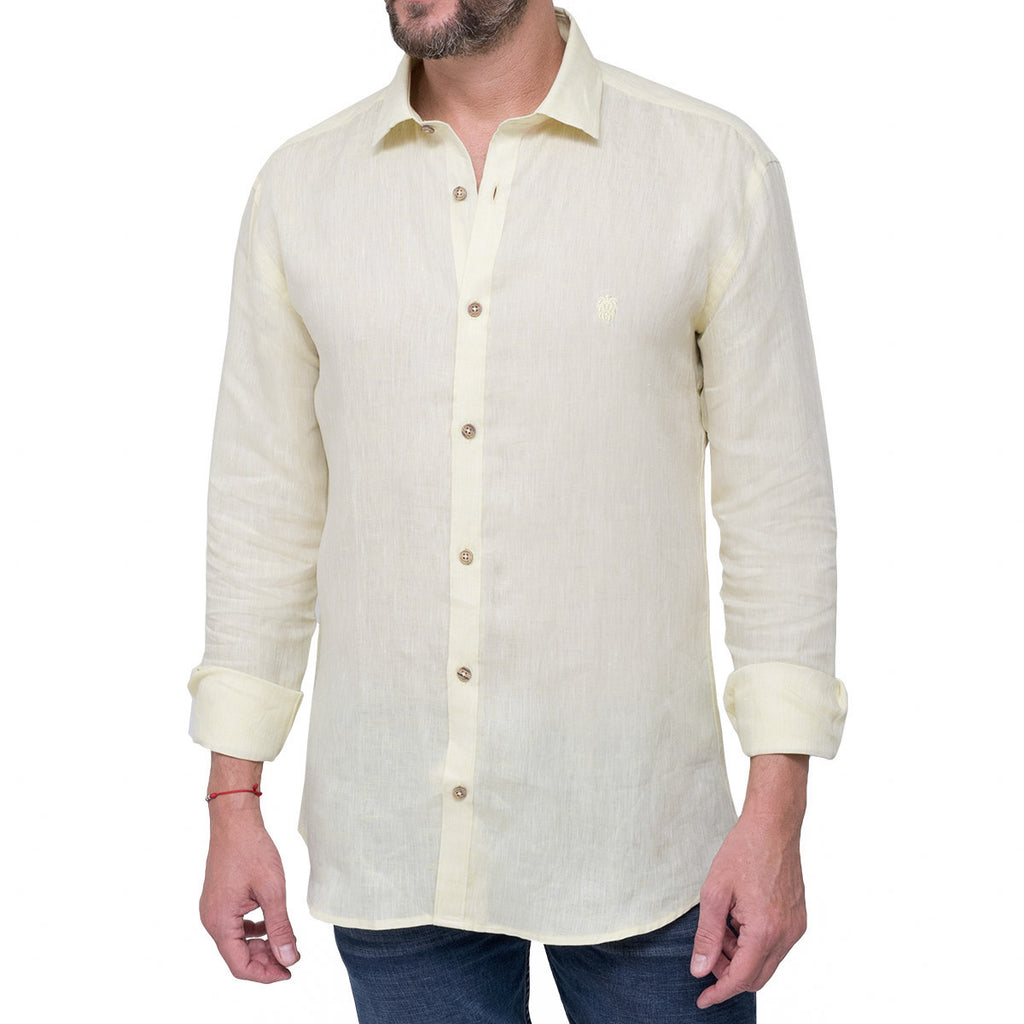 CAMISA LINO GARDA AMARILLO CLARO