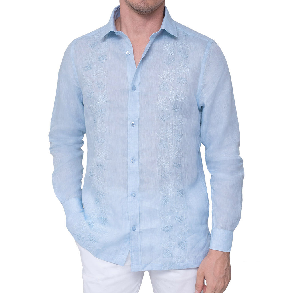 GUAYABERA LINO CELESTE