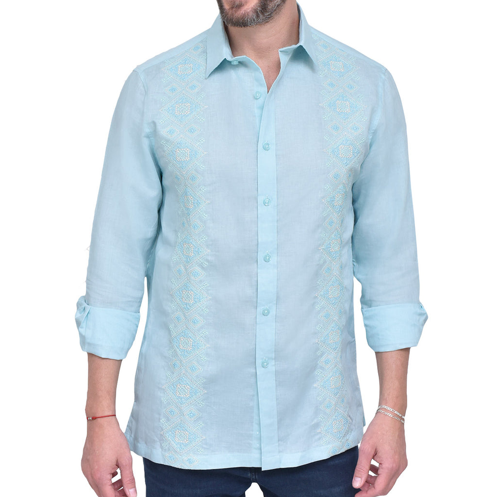 GUAYABERA LINO AQUA