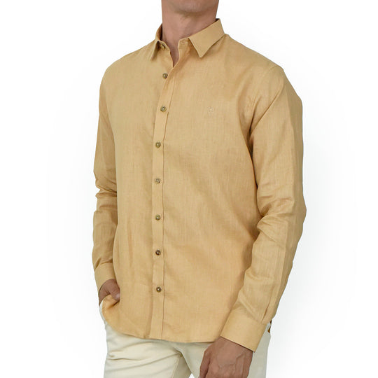 CAMISA LINO GARDA CAMEL