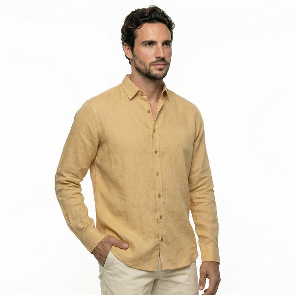 CAMISA LINO GARDA CAMEL