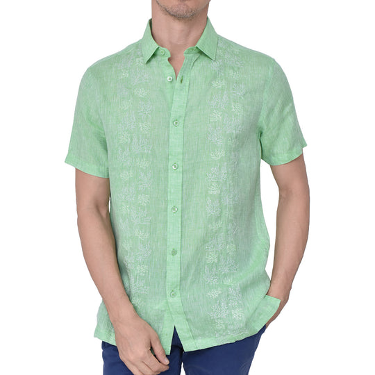 GUAYABERA PREMIUM LINO CORAL VERDE