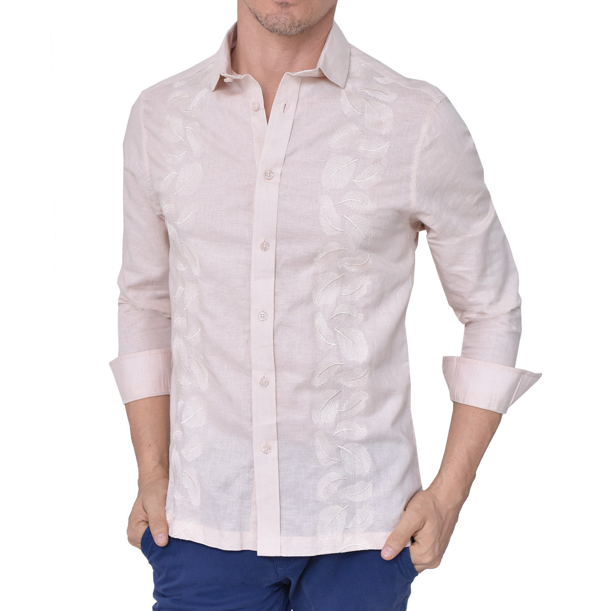 GUAYABERA PREMIUM BEIGE A TONO