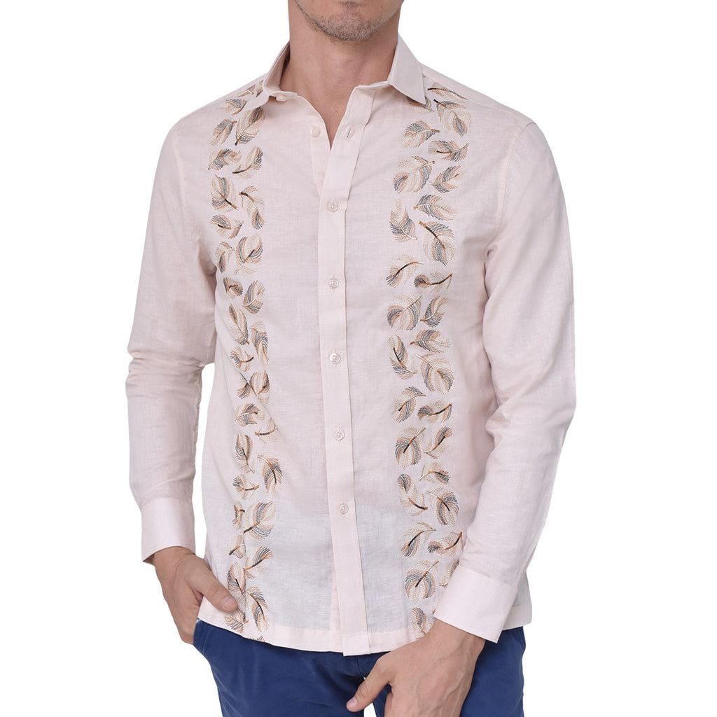 GUAYABERA PREMIUM BEIGE CONTRAS