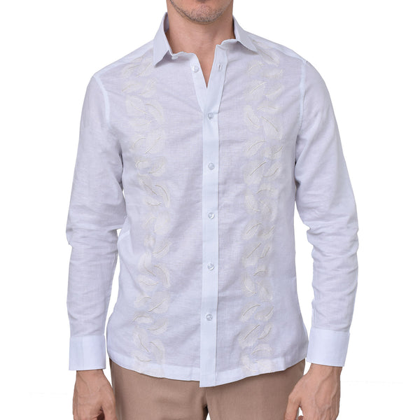 GUAYABERA PREMIUM LINO BLANCA CONTRAST