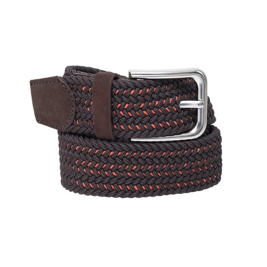 CINTURÓN ELÁSTICO CAFE Y NARANJA